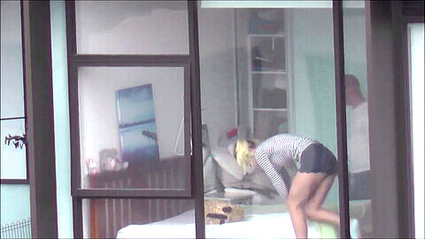 Naked In Window Voyeur - Caught Changing Hotel Window, Hacked Ip Cam Hotel - Videosection.com