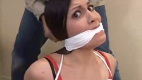 Pantyhose hooded bondage, bound and gagged blindfolded